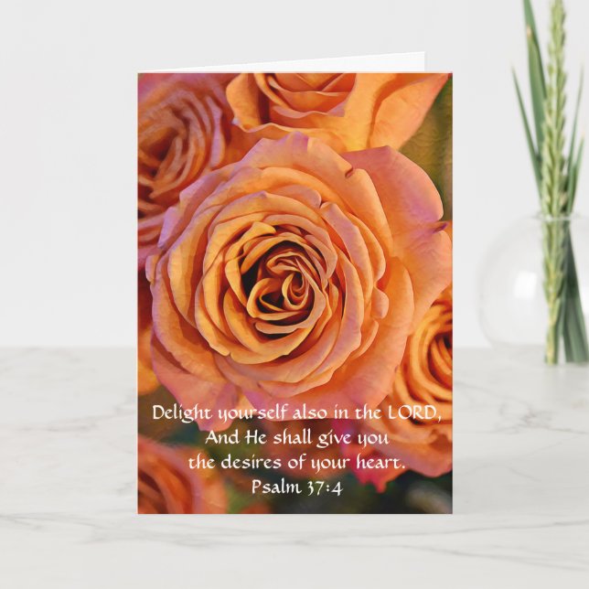 Faith Coral Orange Roses Birthday Card (Front)