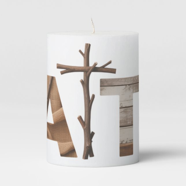Faith Country Cross Pillar candle (Front)