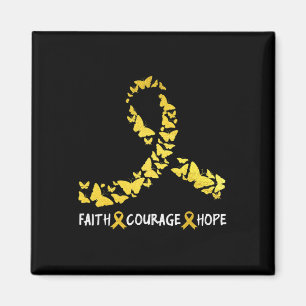Faith Courage Hope Childhood Cancer Awareness Gold Magnet