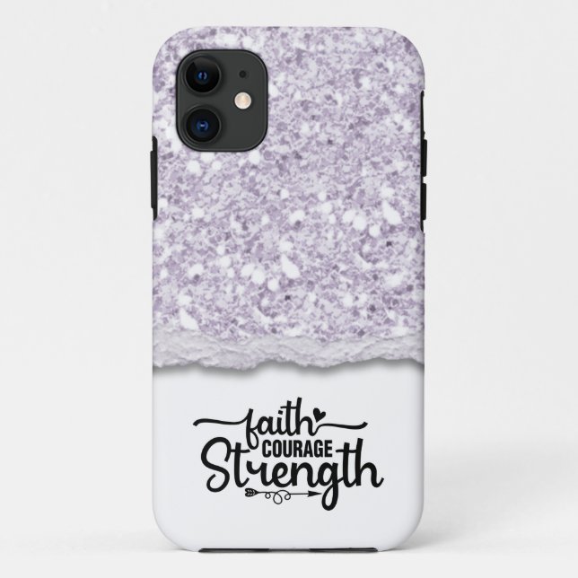 Faith Courage Strength Calligraphy Script Quote Case-Mate iPhone Case (Back)