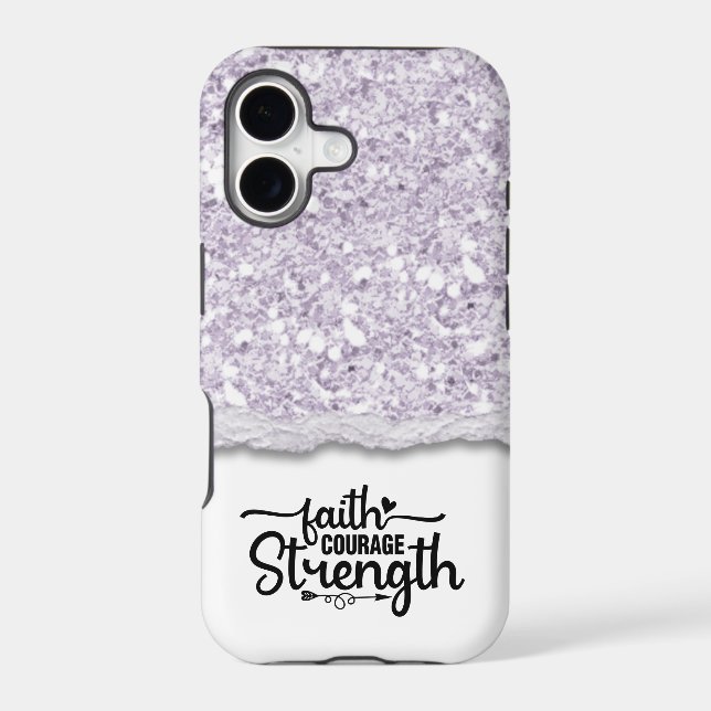 Faith Courage Strength Calligraphy Script Quote Iphone Case (Back)
