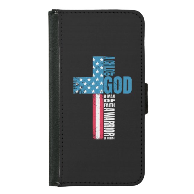 Faith Cross American Flag Christ Jesus Samsung Galaxy Wallet Case (Front)