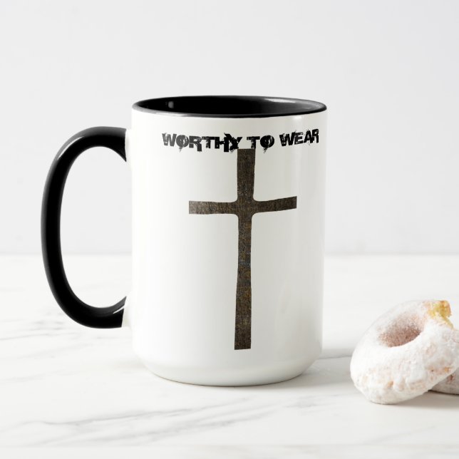Faith Cross Armor - Worthy To Wear Mug (With Donut)