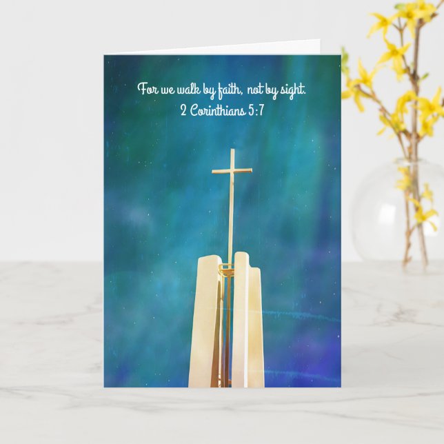 Faith Cross Art Encourage Note Card (Yellow Flower)