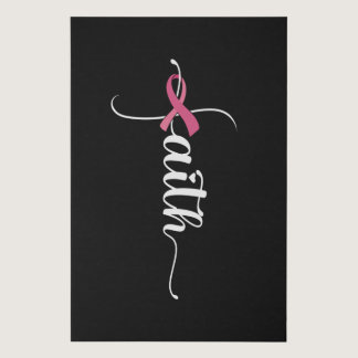 Faith Cross Christian Breast Cancer Awareness Faux Canvas Print