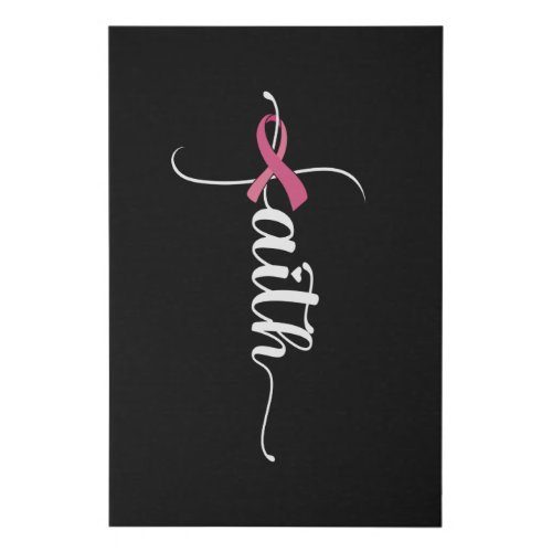 Faith Cross Christian Breast Cancer Awareness Faux Canvas Print