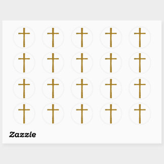 Faith Cross Gold Classic Round Sticker