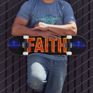 Faith Cross Heartbeat Skateboard