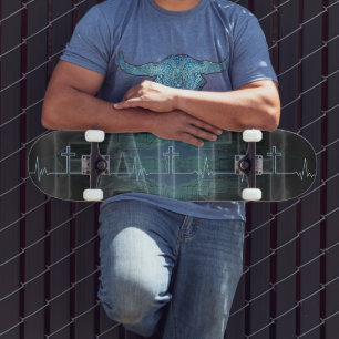 Faith Cross Heartbeat Skateboard