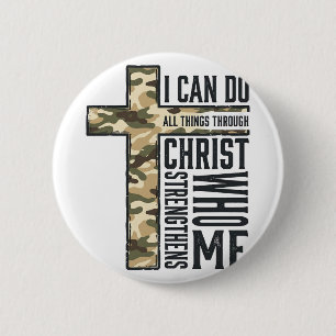 Faith Cross I Can Do All Things Christian Shirt Button