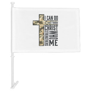 Faith Cross I Can Do All Things Christian Shirt Car Flag