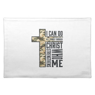 Faith Cross I Can Do All Things Christian Shirt Cloth Placemat