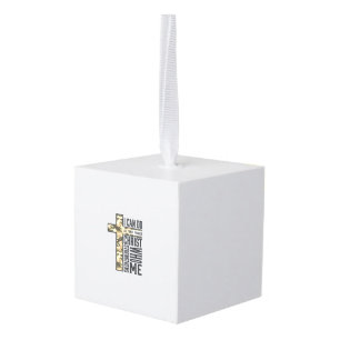 Faith Cross I Can Do All Things Christian Shirt Cube Ornament
