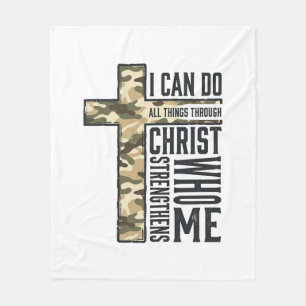 Faith Cross I Can Do All Things Christian Shirt Fleece Blanket