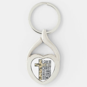 Faith Cross I Can Do All Things Christian Shirt Keychain