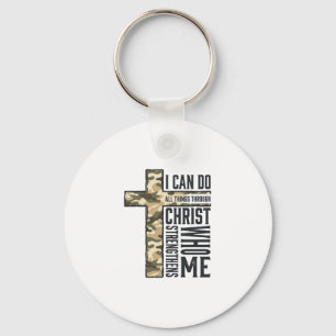 Faith Cross I Can Do All Things Christian Shirt Keychain