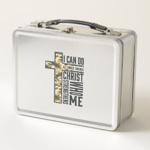 Faith Cross I Can Do All Things Christian Shirt Metal Lunch Box
