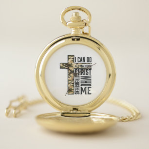 Faith Cross I Can Do All Things Christian Shirt Pocket Watch