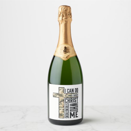 Faith Cross I Can Do All Things Christian Shirt Sparkling Wine Label