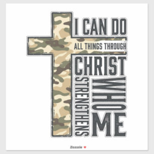 Faith Cross I Can Do All Things Christian Shirt Sticker