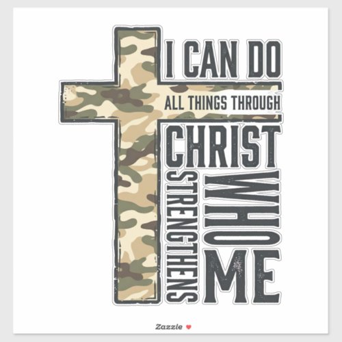Faith Cross I Can Do All Things Christian Shirt Sticker