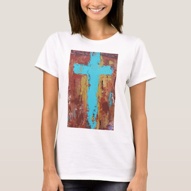 Faith cross ladies tee shirt (Front)