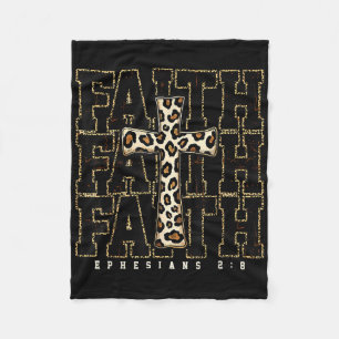 Faith Cross Leopard Bible Verse Religious Christia Fleece Blanket