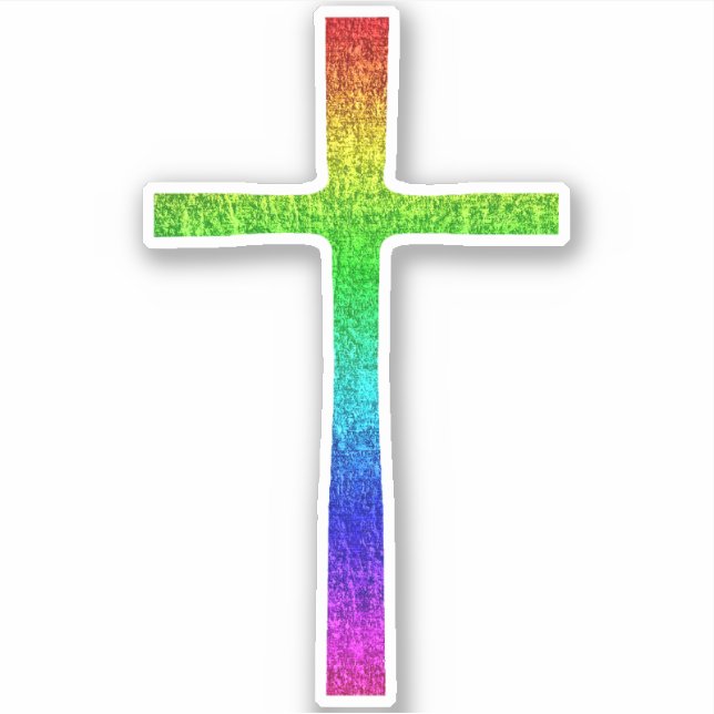 Faith Cross Rainbow Sticker (Front)