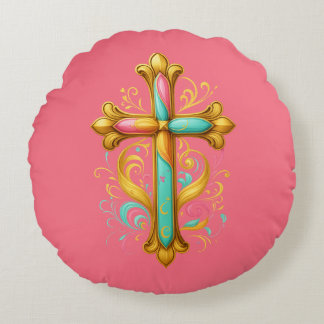 Faith Cross Round Pillow