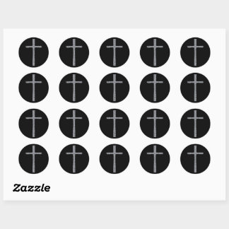 Faith Cross Silver Classic Round Sticker
