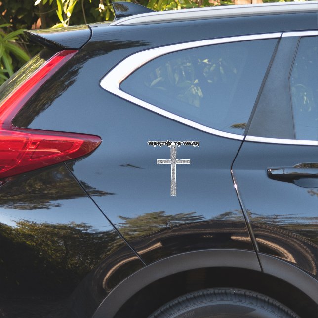 Faith Cross Silver - Worthy To Wear Sticker (Car Back)