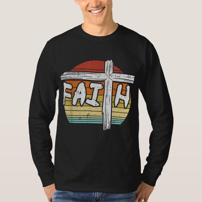 Faith Cross Sunset Religious God Jesus Christian M T-Shirt (Front)