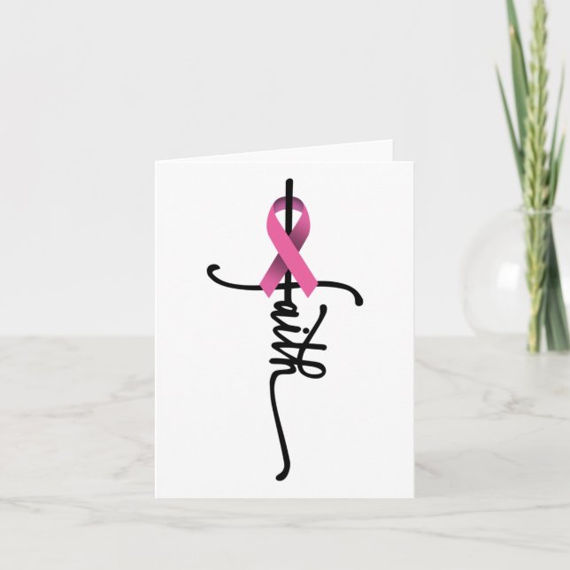Faith Cross Warrior Survivor Pink Ribbon Breast Ca Card (Front)