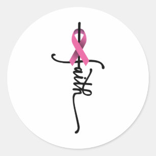 Faith Cross Warrior Survivor Pink Ribbon Breast Ca Classic Round Sticker