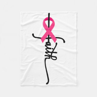 Faith Cross Warrior Survivor Pink Ribbon Breast Ca Fleece Blanket