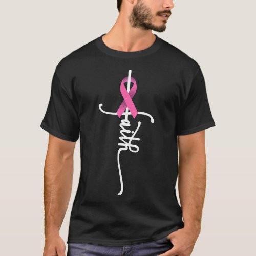 Faith Cross Warrior Survivor Pink Ribbon Breast T_Shirt