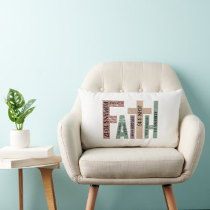 Faith Cute Colorful Bible Verses Typography Quotes Lumbar Pillow