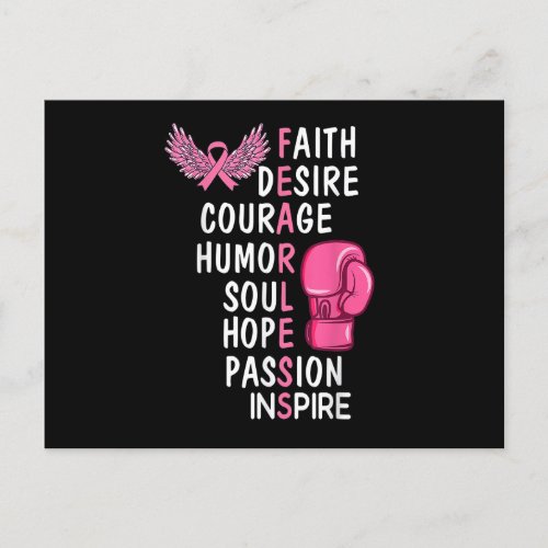 Faith Desire Courage Soul Passion Breast Cancer Aw Invitation Postcard