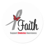 Faith Diabetes Awareness Butterfly Ribbon Classic Round Sticker