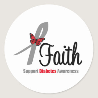 Faith Diabetes Awareness Butterfly Ribbon Classic Round Sticker