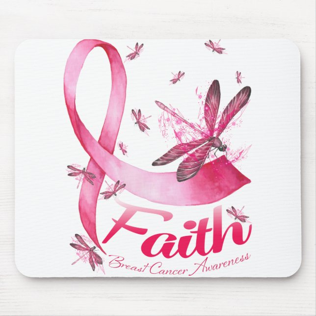 Faith Dragonfly Breast Cancer Awareness T-Shirt Mouse Pad (Front)