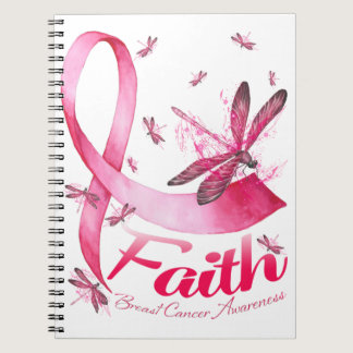 Faith Dragonfly Breast Cancer Awareness T-Shirt Notebook