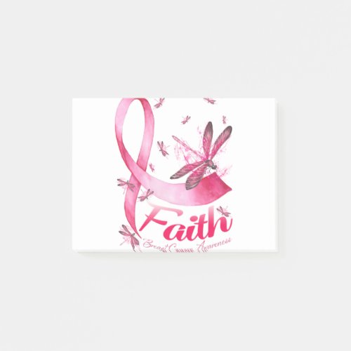 Faith Dragonfly Breast Cancer Awareness T_Shirt Post_it Notes