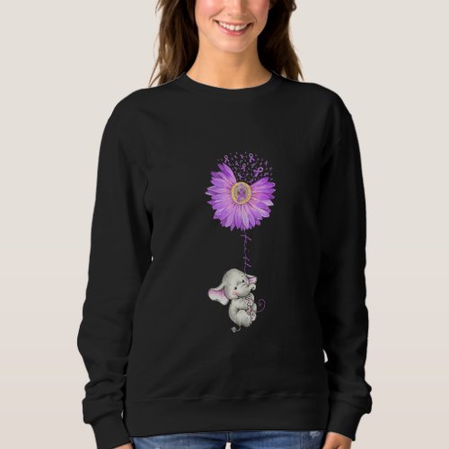 Faith Elephant Holding Purple Sunflower Epilepsy A Sweatshirt