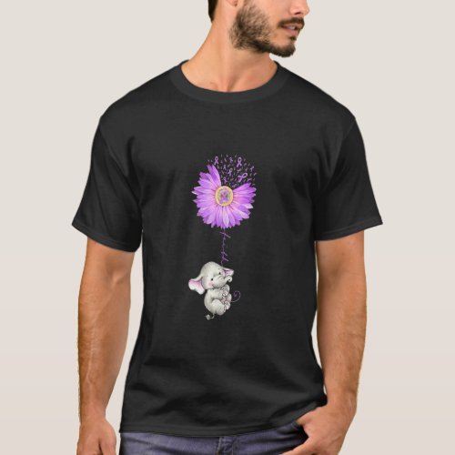 Faith Elephant Holding Purple Sunflower Epilepsy A T_Shirt