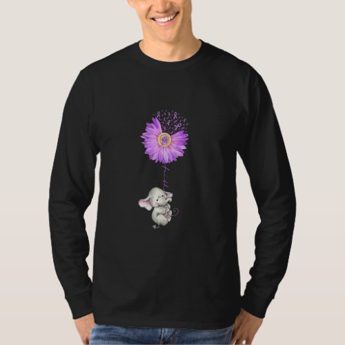 Faith Elephant Holding Purple Sunflower Epilepsy A T_Shirt