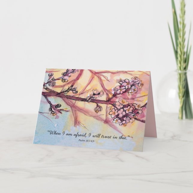 Faith Encouragement Scripture Psalm 56 Tree Card (Front)