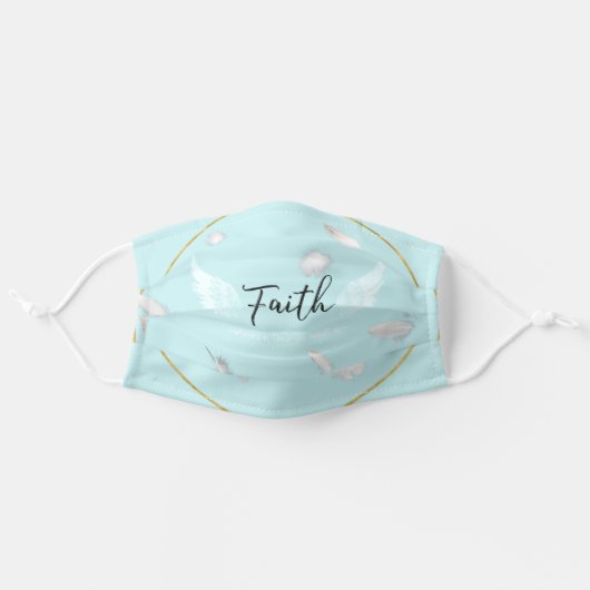 Faith, Encouragement, Teal Design Adult Cloth Face Mask (Front, Unfolded)