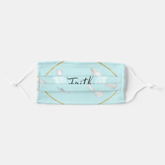 Faith, Encouragement, Teal Design Adult Cloth Face Mask (Front, Folded)
