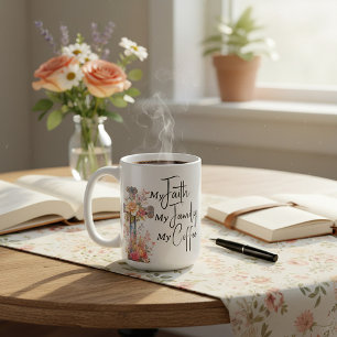 Faith Family coffee personalized Christian woman's Mug